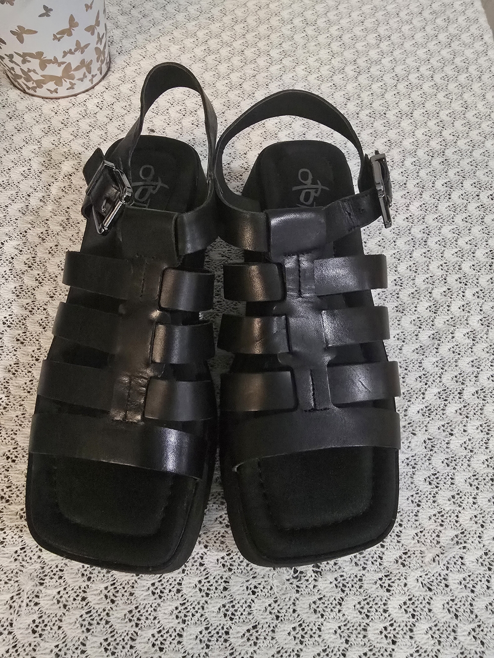 OTBT Black Strappy Fisherman Sandals with Buckle